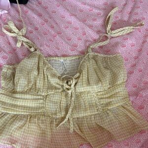 American Eagle Outfitters Yellow Gingham Blouse